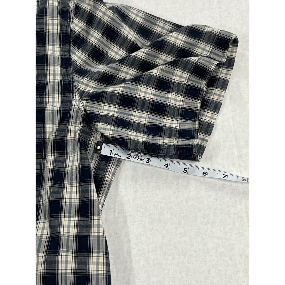 Carhartt Navy Blue White Men's Plaid Button Down Short Sleeve Cotton Shirt XL - Picture 8 of 10